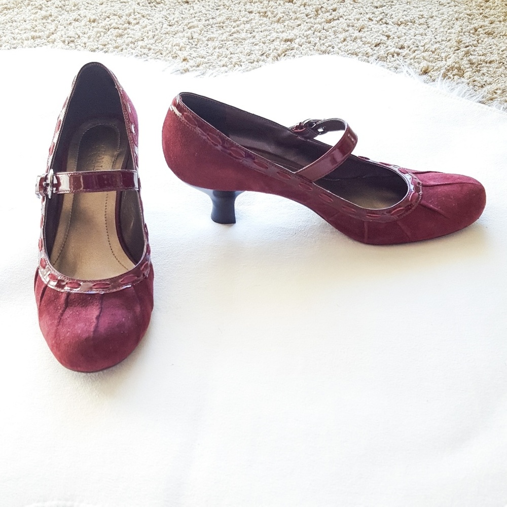 Franco Sarto Burgundy Suede Mary Jane Heels - Picture 2 of 7